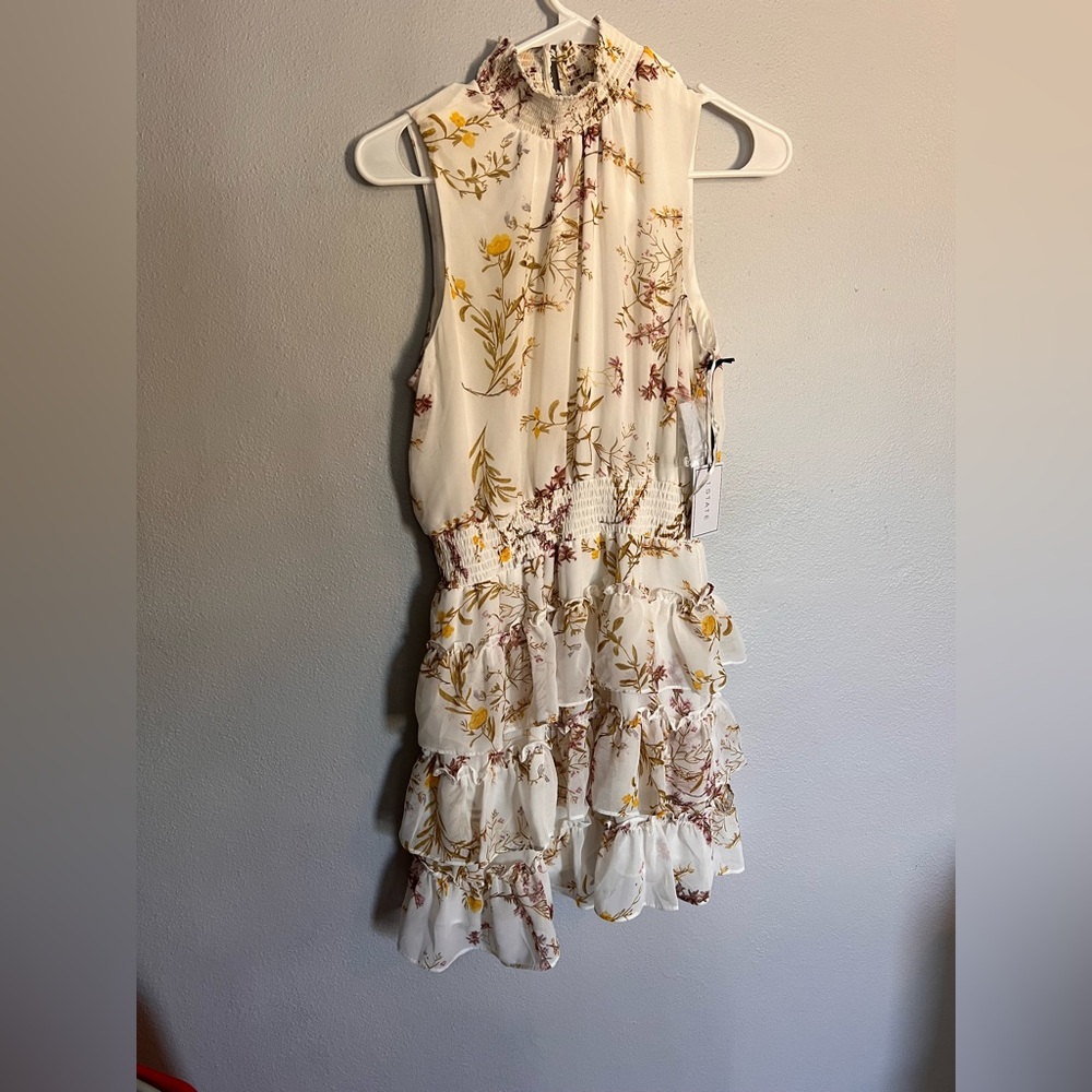 1.STATE Floral Smocked Neck Minidress